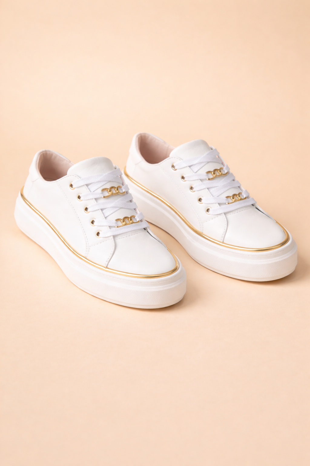 Women's Stylish Lace-Up Low-Top Sneakers Comfortable Faux Leather 3