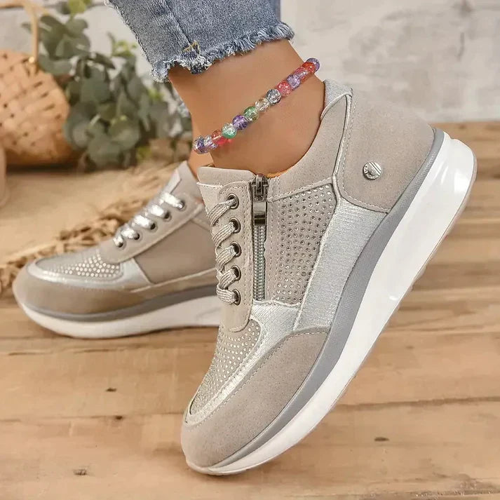 Women's Stylish Lace-Up Sneakers Comfortable Breathable Fabric 1