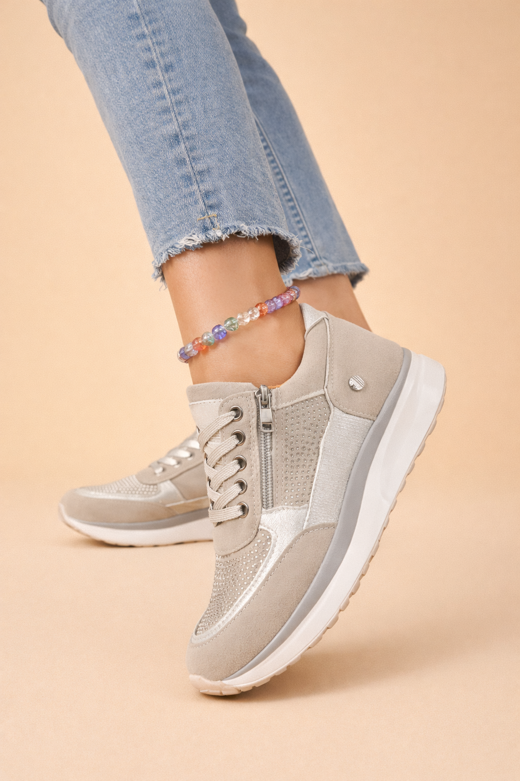 Women's Stylish Lace-Up Sneakers Comfortable Breathable Fabric 1