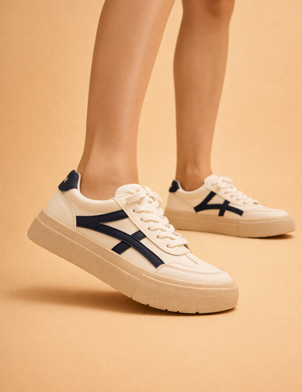 Women's Stylish Lace-Up Sneakers Comfortable Faux Leather 0