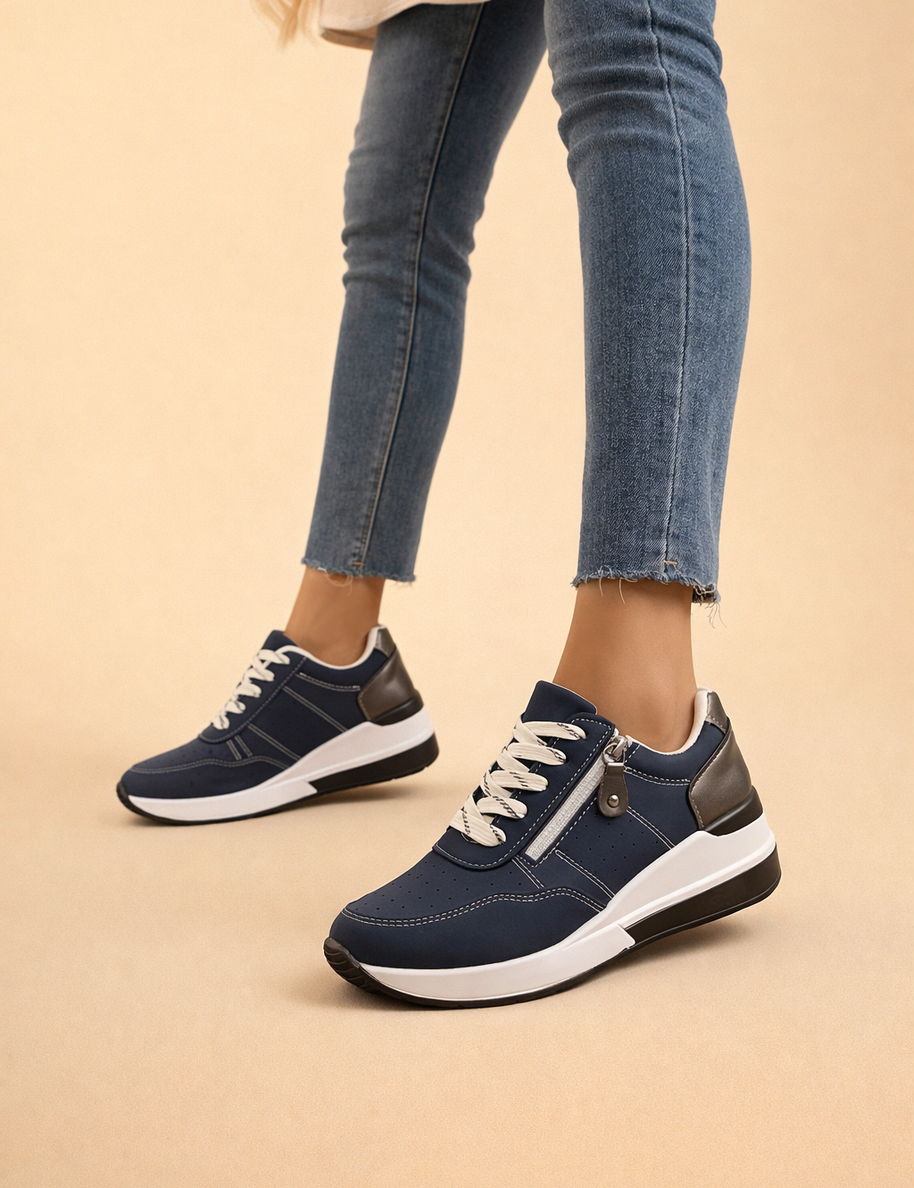 Women's Stylish Low-Top Sneakers Comfortable Faux Leather 5
