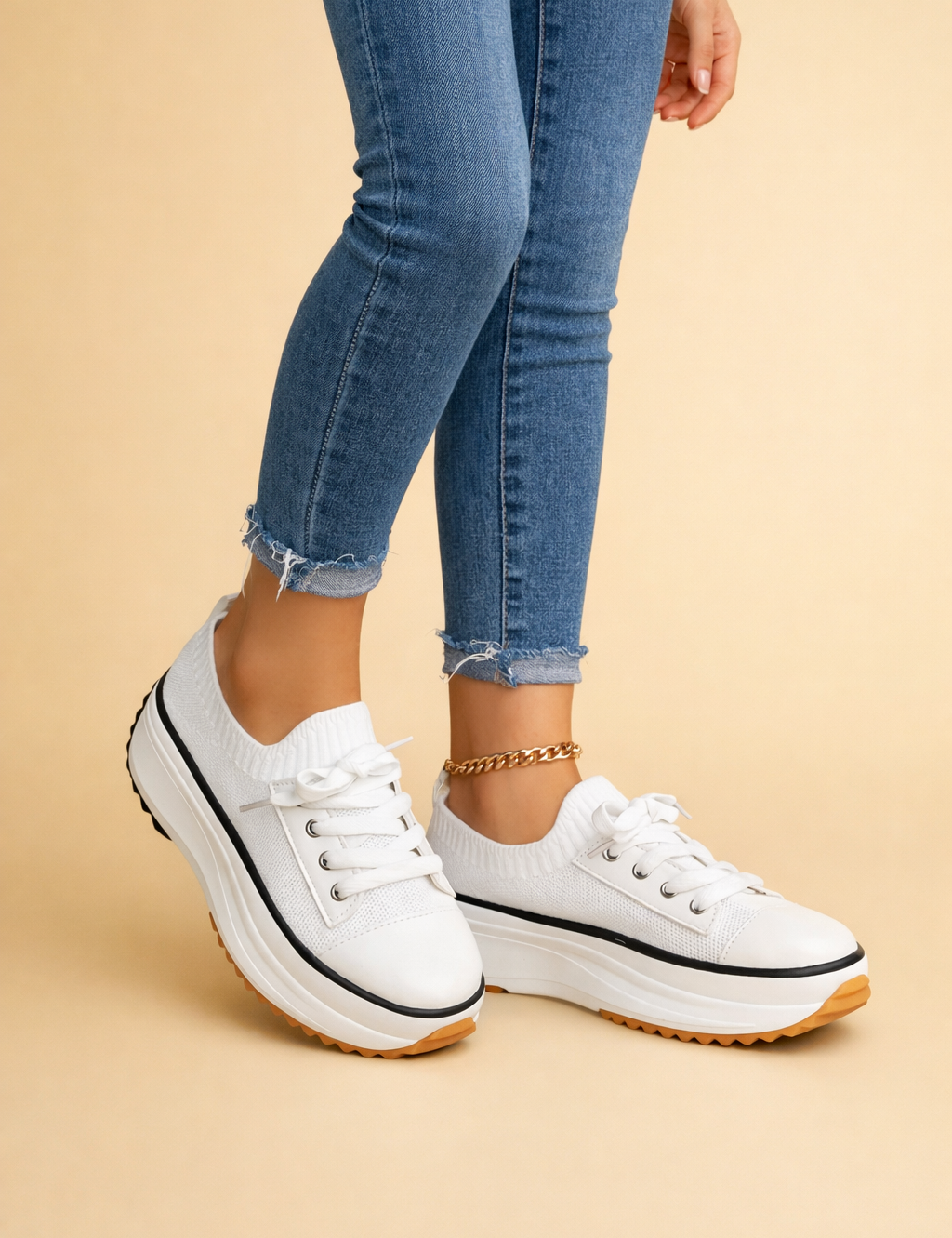 Women's Stylish Platform Sneakers Comfortable Knit Upper 0
