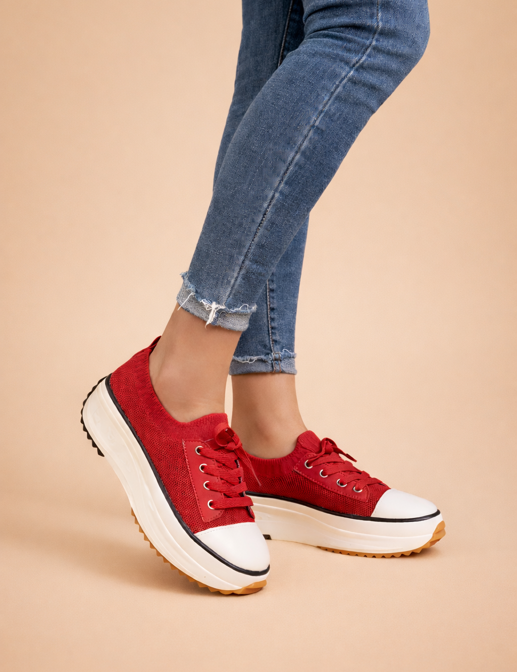 Women's Stylish Platform Sneakers Comfortable Knit Upper 7