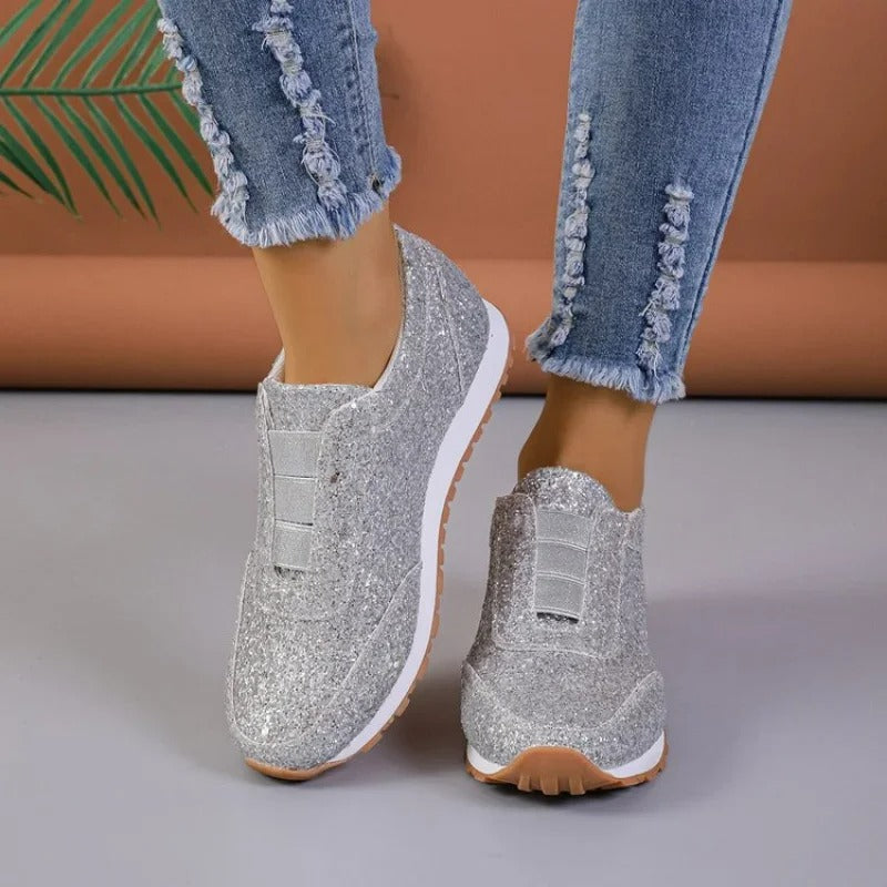 Women's Stylish Slip-On Sneakers Comfortable Glitter Design 0