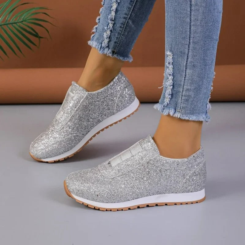 Women's Stylish Slip-On Sneakers Comfortable Glitter Design 3