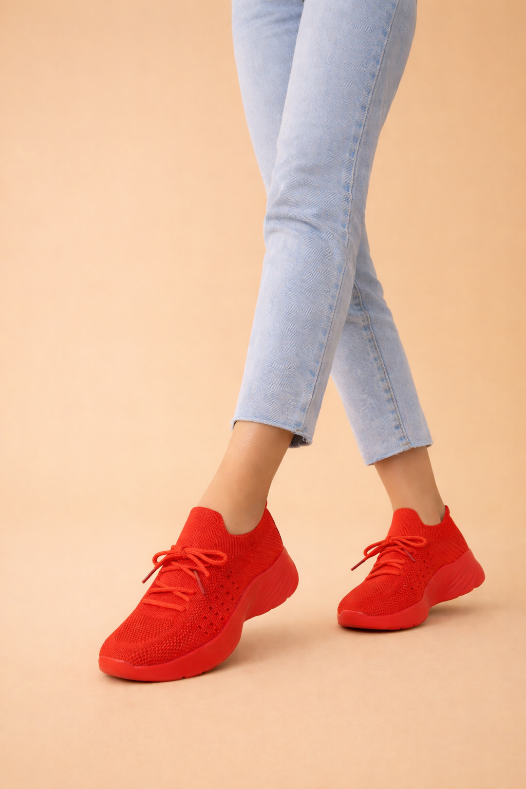 Women's Stylish Slip-On Sneakers Comfortable Knit Fabric 0