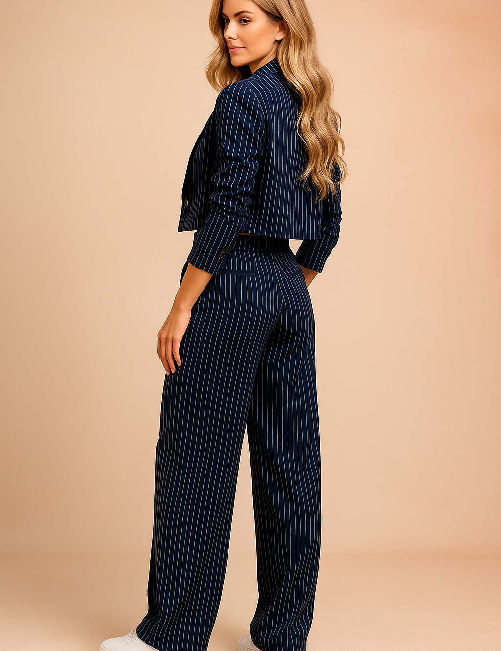 Women's Stylish Two-Piece Suit Comfortable Striped Fabric 1