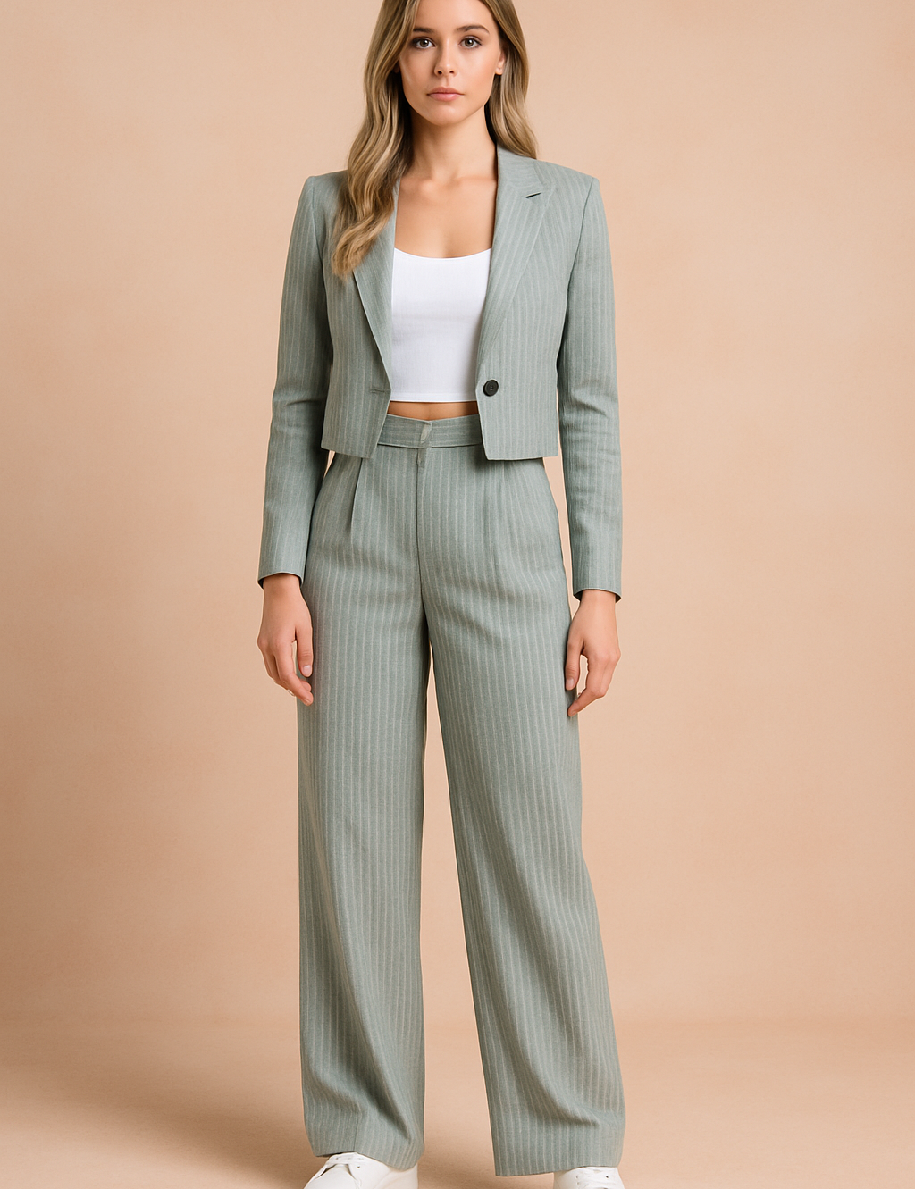 Women's Stylish Two-Piece Suit Comfortable Striped Fabric 2