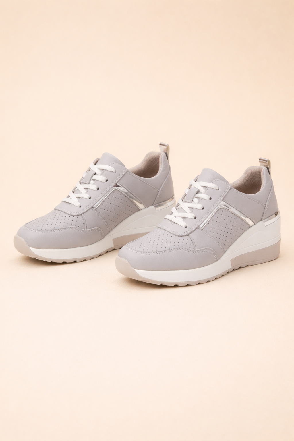 Women's Stylish Wedge Sneakers Comfortable Breathable Faux Leather 7