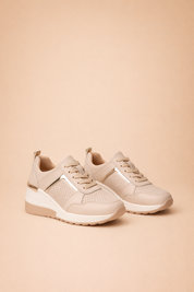 Women's Stylish Wedge Sneakers Comfortable Breathable Faux Leather 9