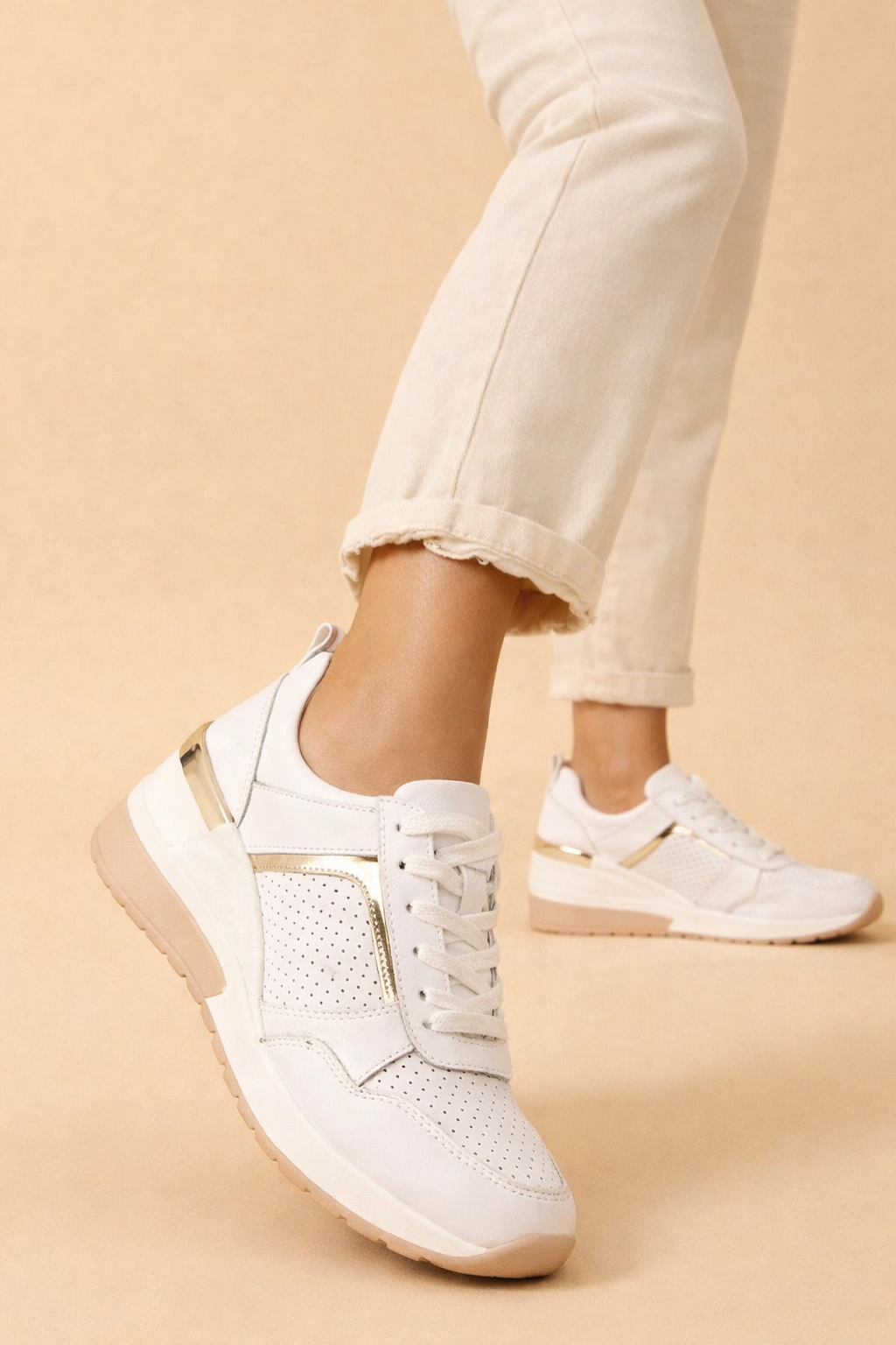 Women's Stylish Wedge Sneakers Comfortable Breathable Faux Leather 2