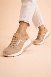 Women's Stylish Wedge Sneakers Comfortable Breathable Faux Leather 5
