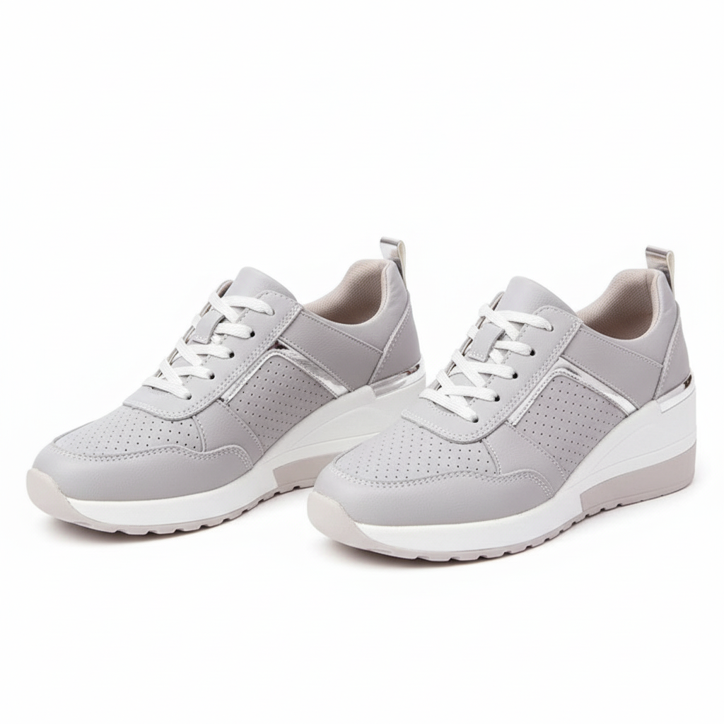 Women's Stylish Wedge Sneakers Comfortable Breathable Faux Leather 7