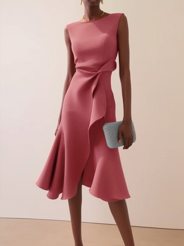 Women's Summer Dress - Elegant Asymmetrical Midi Dress for Cocktail and Formal Occasions 1