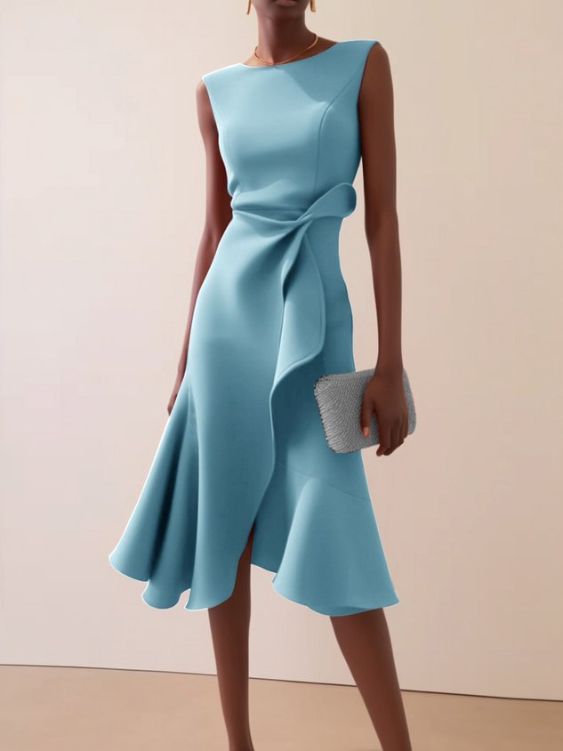 Women's Summer Dress - Elegant Asymmetrical Midi Dress for Cocktail and Formal Occasions 2