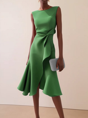 Women's Summer Dress - Elegant Asymmetrical Midi Dress for Cocktail and Formal Occasions 4