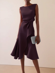 Women's Summer Dress - Elegant Asymmetrical Midi Dress for Cocktail and Formal Occasions 5