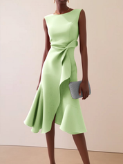 Women's Summer Dress - Elegant Asymmetrical Midi Dress for Cocktail and Formal Occasions 6