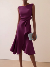 Women's Summer Dress - Elegant Asymmetrical Midi Dress for Cocktail and Formal Occasions 7