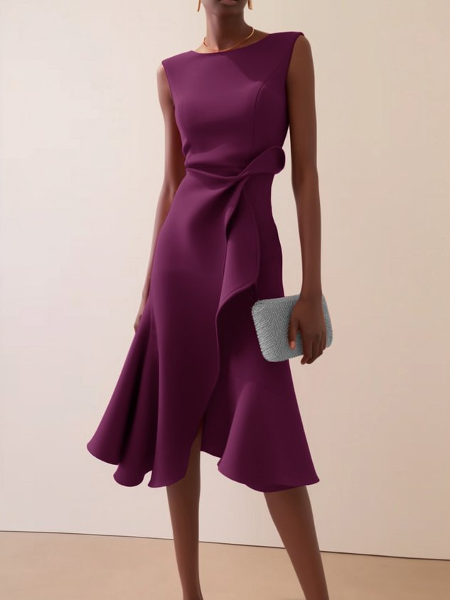 Women's Summer Dress - Elegant Asymmetrical Midi Dress for Cocktail and Formal Occasions 7