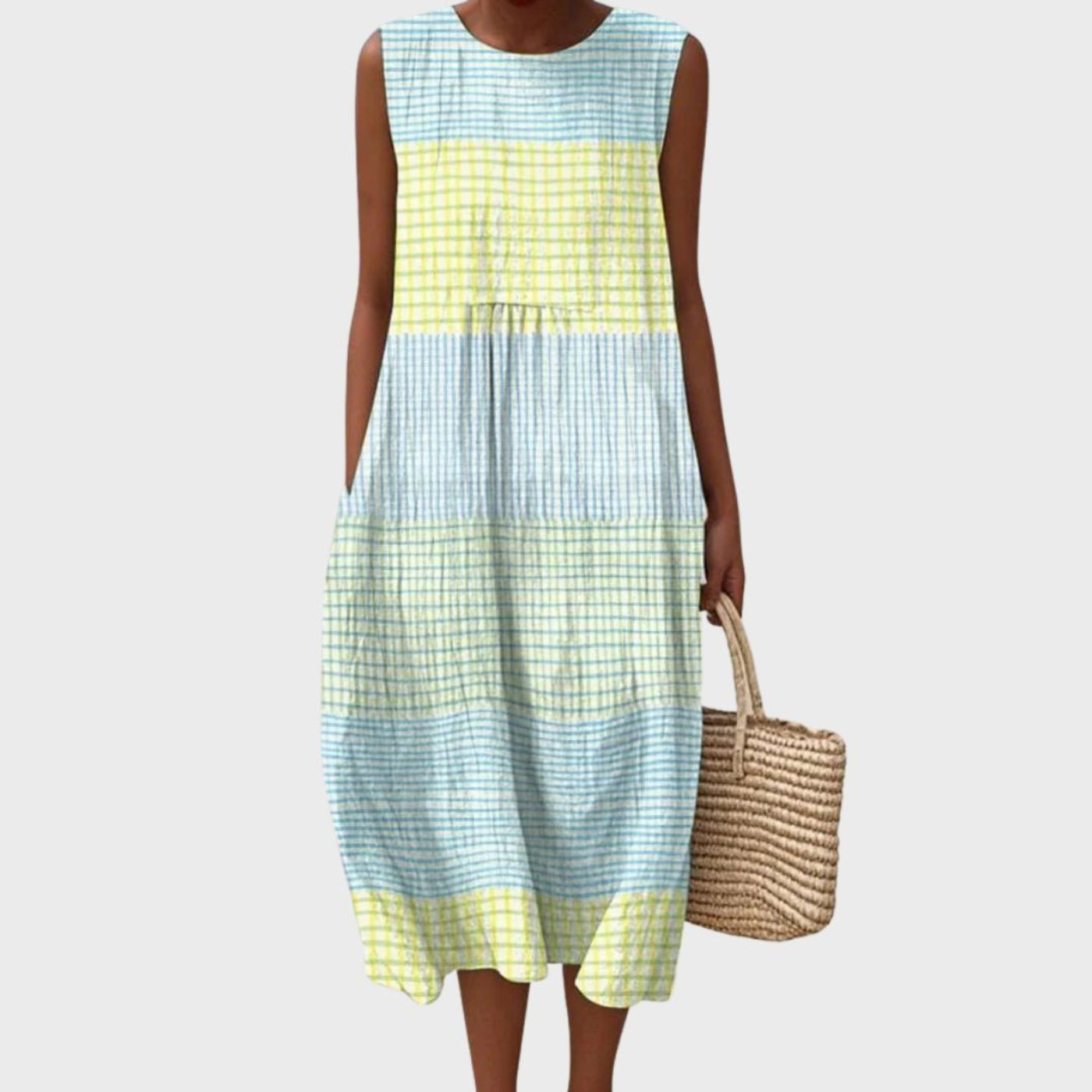 Women's Summer Dress - Sleeveless Relaxed Fit Midi Dress for Casual and Elegant Occasions 0