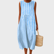 Women's Summer Dress - Sleeveless Relaxed Fit Midi Dress for Casual and Elegant Occasions 1