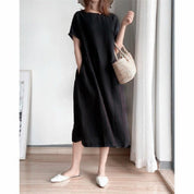 Women's Summer Dress, Relaxed-Fit Midi Dress with Pockets for Warm Weather 0