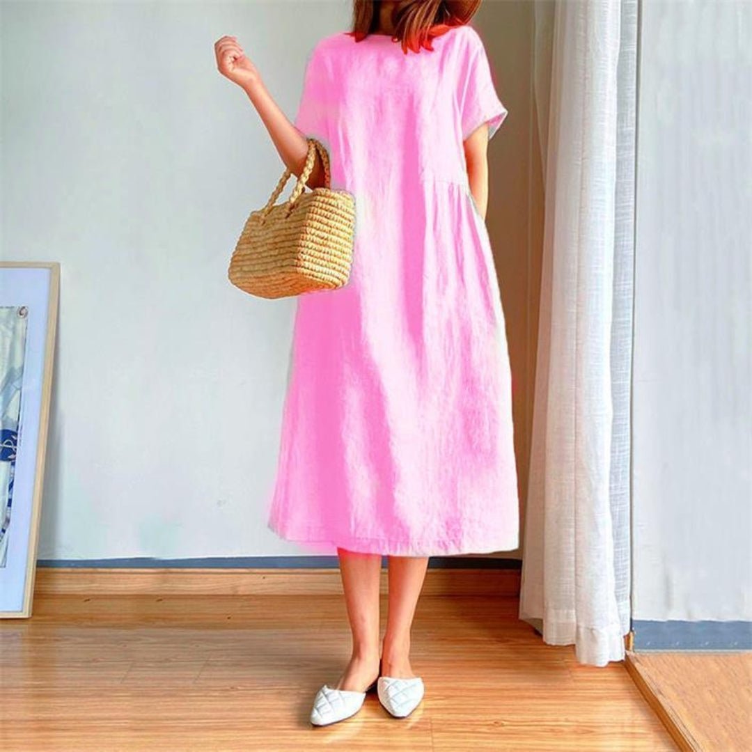 Women's Summer Dress, Relaxed-Fit Midi Dress with Pockets for Warm Weather 2