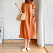 Women's Summer Dress, Relaxed-Fit Midi Dress with Pockets for Warm Weather 3
