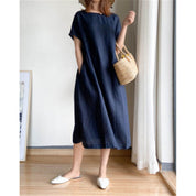 Women's Summer Dress, Relaxed-Fit Midi Dress with Pockets for Warm Weather 4