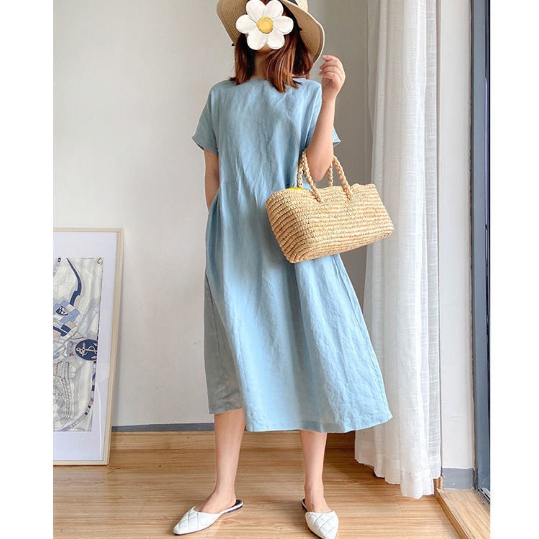 Women's Summer Dress, Relaxed-Fit Midi Dress with Pockets for Warm Weather 6