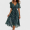 Women's Summer Dresses Floral V-Neck Midi Dress Casual Elegant Sundress 2
