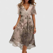 Women's Summer Dresses Floral V-Neck Midi Dress Casual Elegant Sundress 5