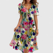 Women's Summer Dresses Floral V-Neck Midi Dress Casual Elegant Sundress 7