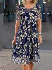 Women's Summer Floral Print A-Line Tunic Dress - Lightweight Casual Style for Effortless Summer Elegance 0