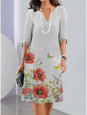 Women's Summer Floral Print A-Line Tunic Dress - Lightweight Casual Style for Effortless Summer Elegance 1