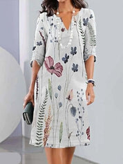 Women's Summer Floral Print A-Line Tunic Dress - Lightweight Casual Style for Effortless Summer Elegance 2