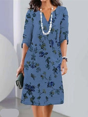 Women's Summer Floral Print A-Line Tunic Dress - Lightweight Casual Style for Effortless Summer Elegance 3