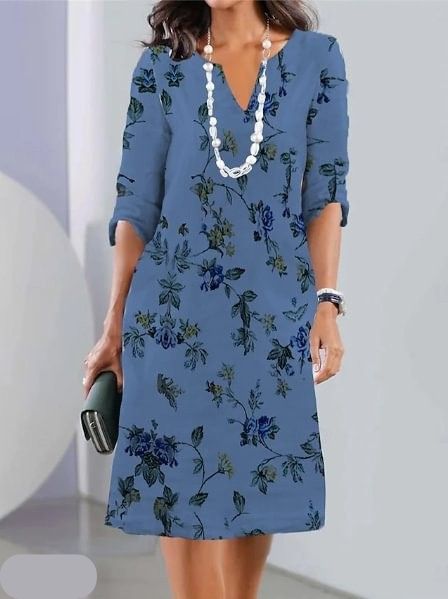 Women's Summer Floral Print A-Line Tunic Dress - Lightweight Casual Style for Effortless Summer Elegance 3