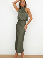 Women's Summer Halterneck Maxi Dress - Elegant Cocktail Dress for Evening Events 8