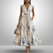 Women's Summer Maxi Dress - Sleeveless Floral Pattern for Elegant Warm Weather Style 1