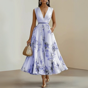Women's Summer Maxi Dress - Sleeveless Floral Pattern for Elegant Warm Weather Style 5