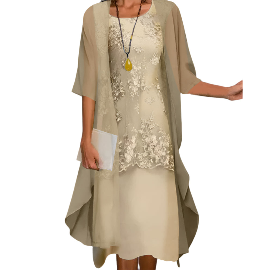 Women's Summer Midi Dress - Elegant White Cocktail Dress with Transparent Sleeves for Weddings and Formal Events 1