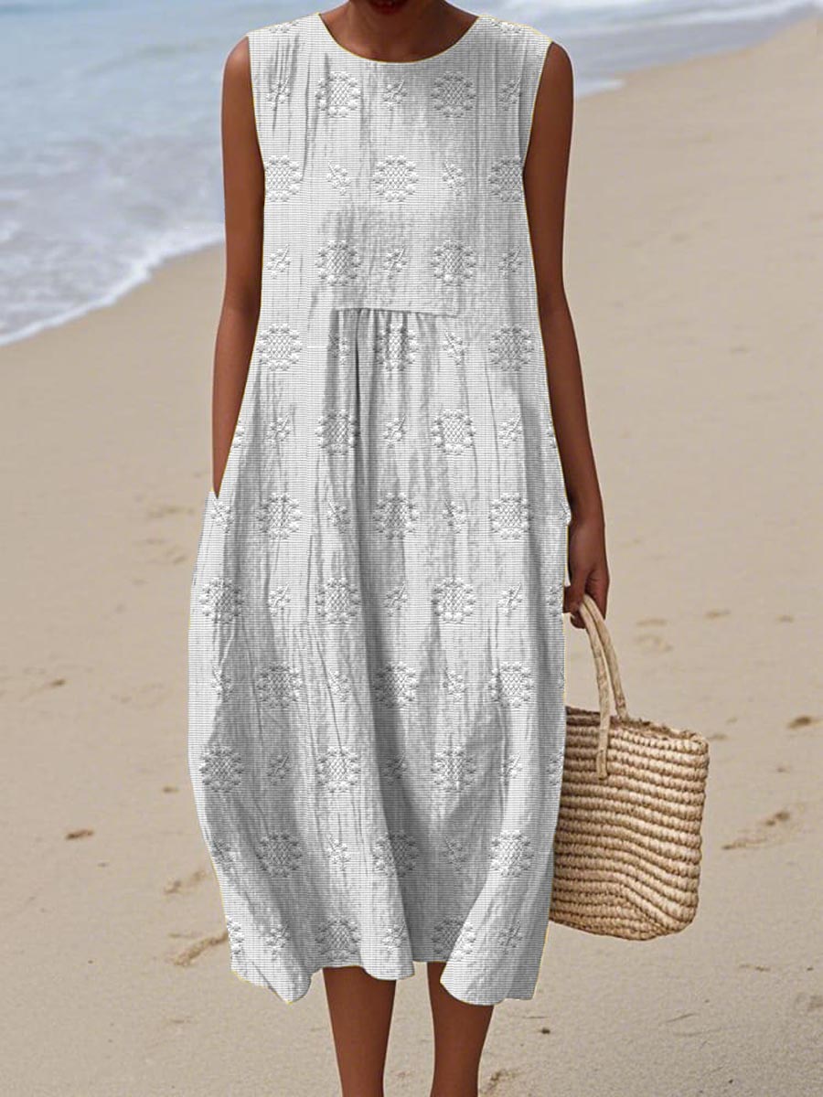 Women's Summer Midi Dress with Pockets, Sleeveless Design for Effortless Style and Comfort 3