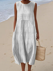 Women's Summer Midi Dress with Pockets, Sleeveless Design for Effortless Style and Comfort 3