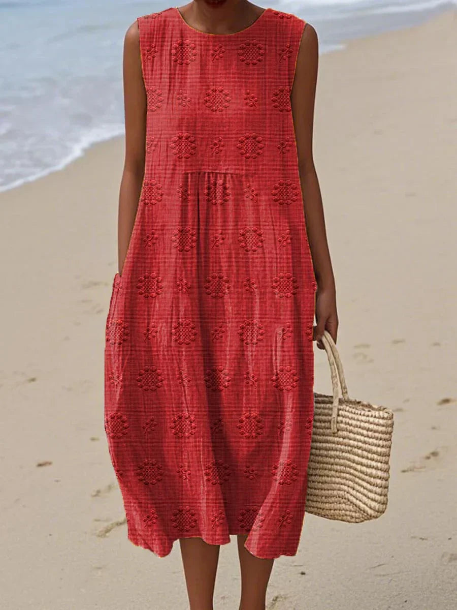 Women's Summer Midi Dress with Pockets, Sleeveless Design for Effortless Style and Comfort 4