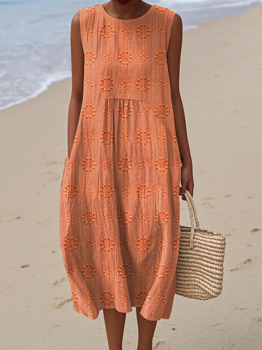 Women's Summer Midi Dress with Pockets, Sleeveless Design for Effortless Style and Comfort 5