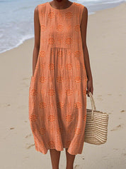 Women's Summer Midi Dress with Pockets, Sleeveless Design for Effortless Style and Comfort 5