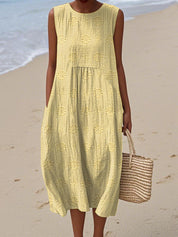 Women's Summer Midi Dress with Pockets, Sleeveless Design for Effortless Style and Comfort 6