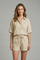 Women’s Summer Two-Piece Set Button Front Shirt and Drawstring Shorts 0